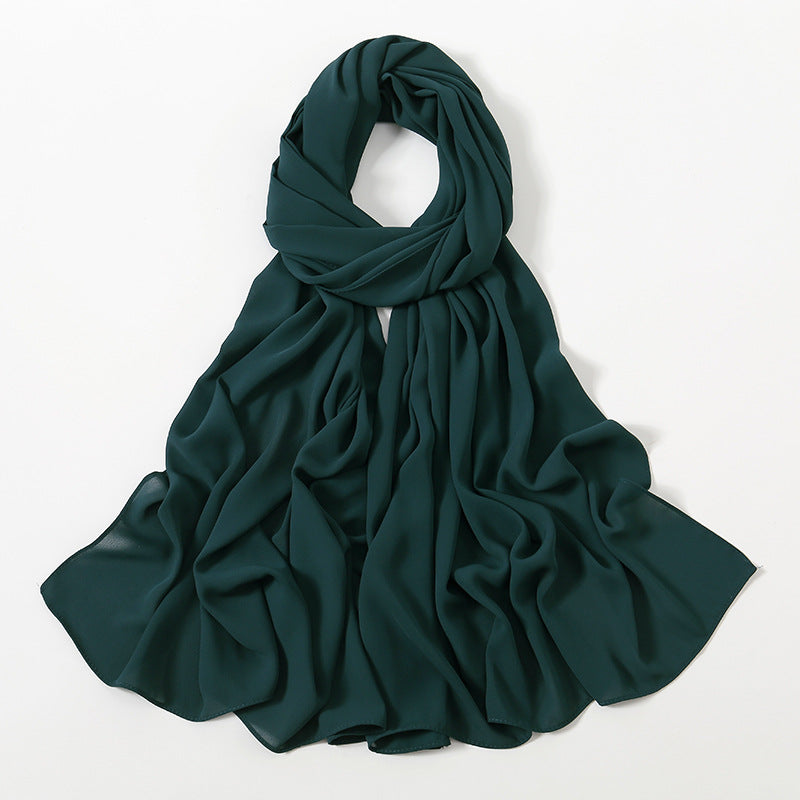 Solid Color Long Chiffon Scarf for Woman