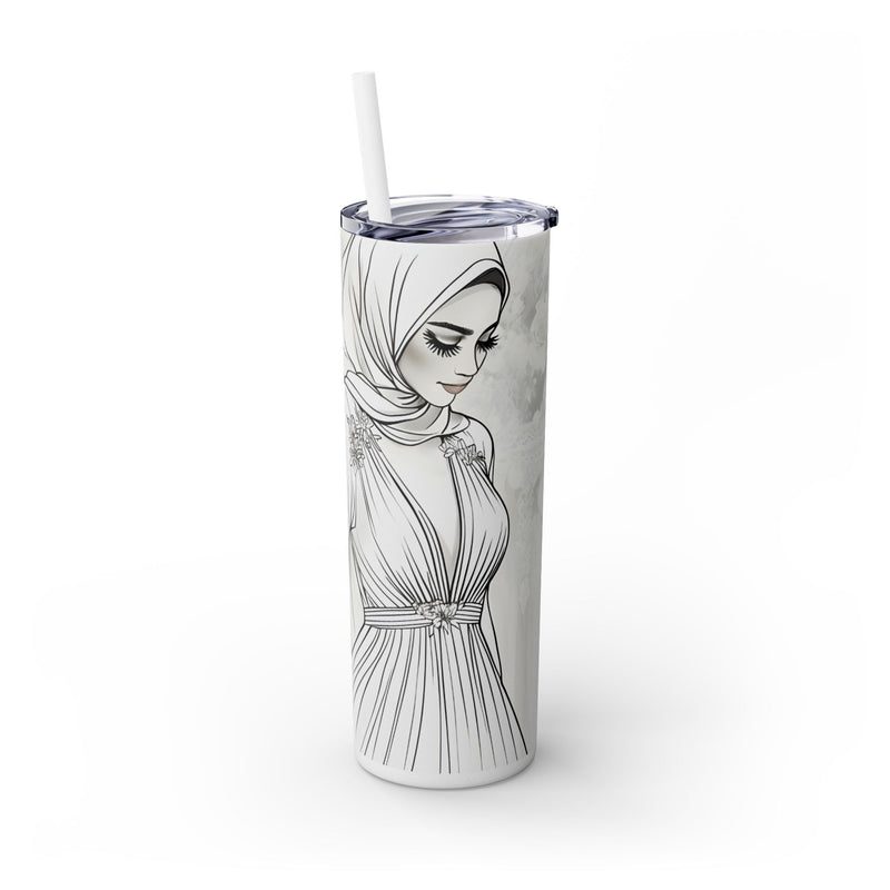 Personalized Muslim Bride Skinny Tumbler with Straw, 20oz | Arabic Name| Muslim Wedding Gift| Muslim Bridesmaid| Muslim Wedding Gift