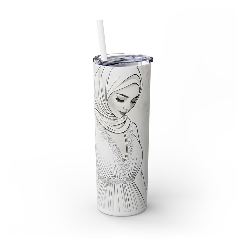 Personalized Muslim Bride Skinny Tumbler with Straw, 20oz | Arabic Name| Muslim Wedding Gift| Muslim Bridesmaid| Muslim Wedding Gift