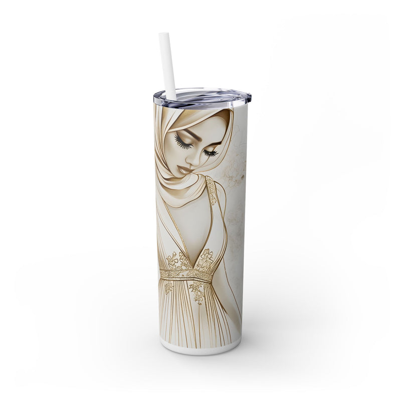 Personalized Muslim Bride Skinny Tumbler with Straw, 20oz | Arabic Name| Muslim Wedding Gift| Muslim Bridesmaid| Muslim Wedding Gift