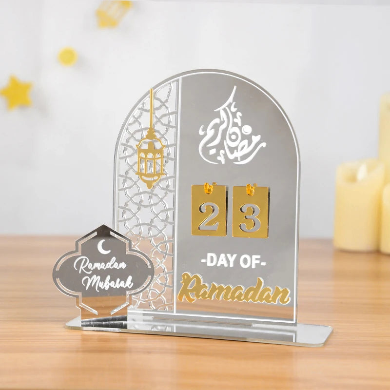 Acrylic Ramadan Countdown Calendar Gifts Day of Ramadan Calendar with Replacing Number 2025 Eid Mubarak Home Decoration Ornament