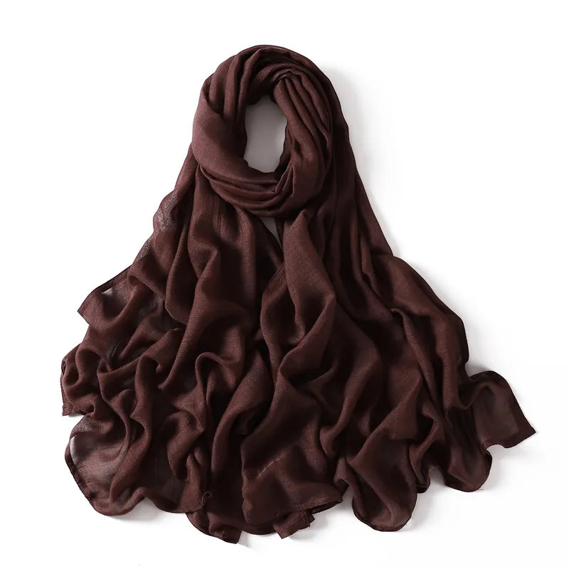 Women Big Size Plain Solid Cotton Rayon Hijab