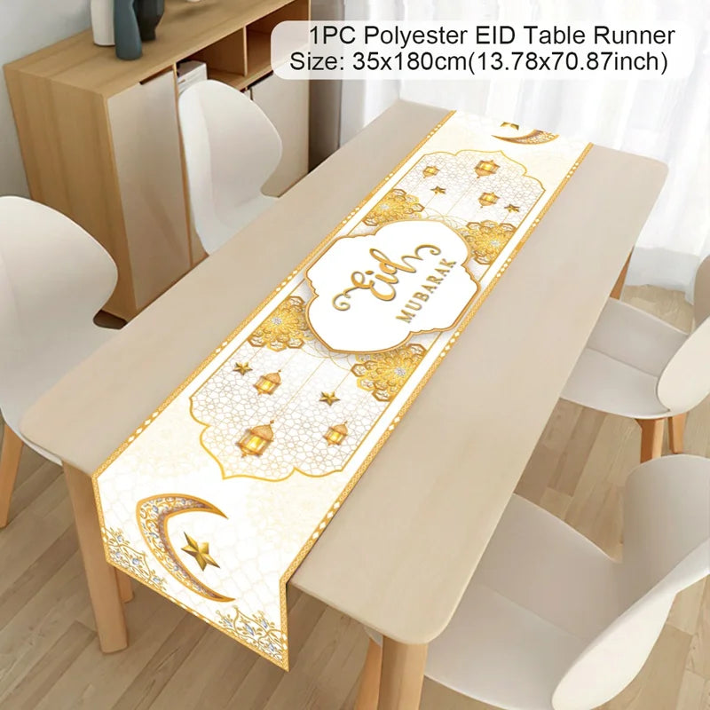 Ramadan Kareem Polyester Table Runner Ramadan Decoration For Home 2025 Islamic Muslim Party Supplies Gift EID Mubarak Al Adha