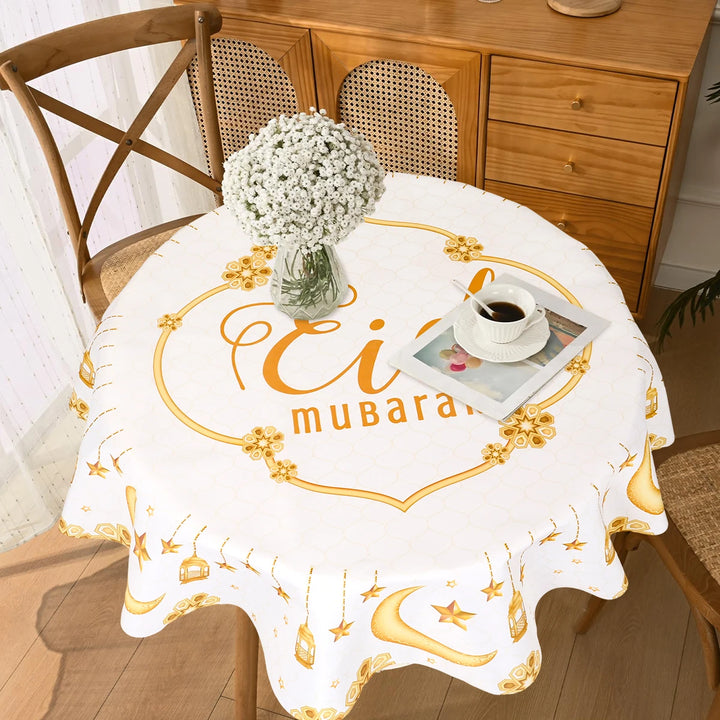 Eid Mubarak Moon Star Round Tablecloth
