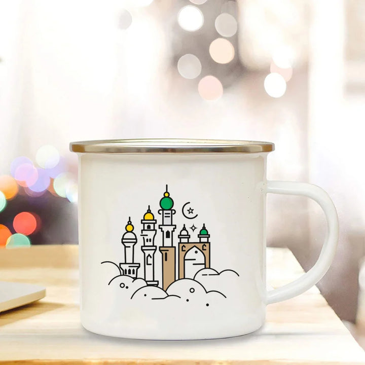 Muslim White Enamel Coffee and Tea Mug