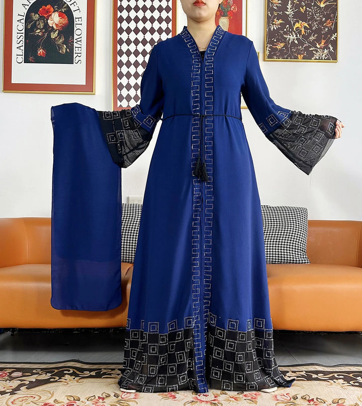 Women Long Sleeve Chiffon Abaya