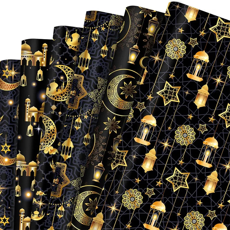 4/8/12pcs Eid Ramadan Mubarak Gift Wrapping Paper