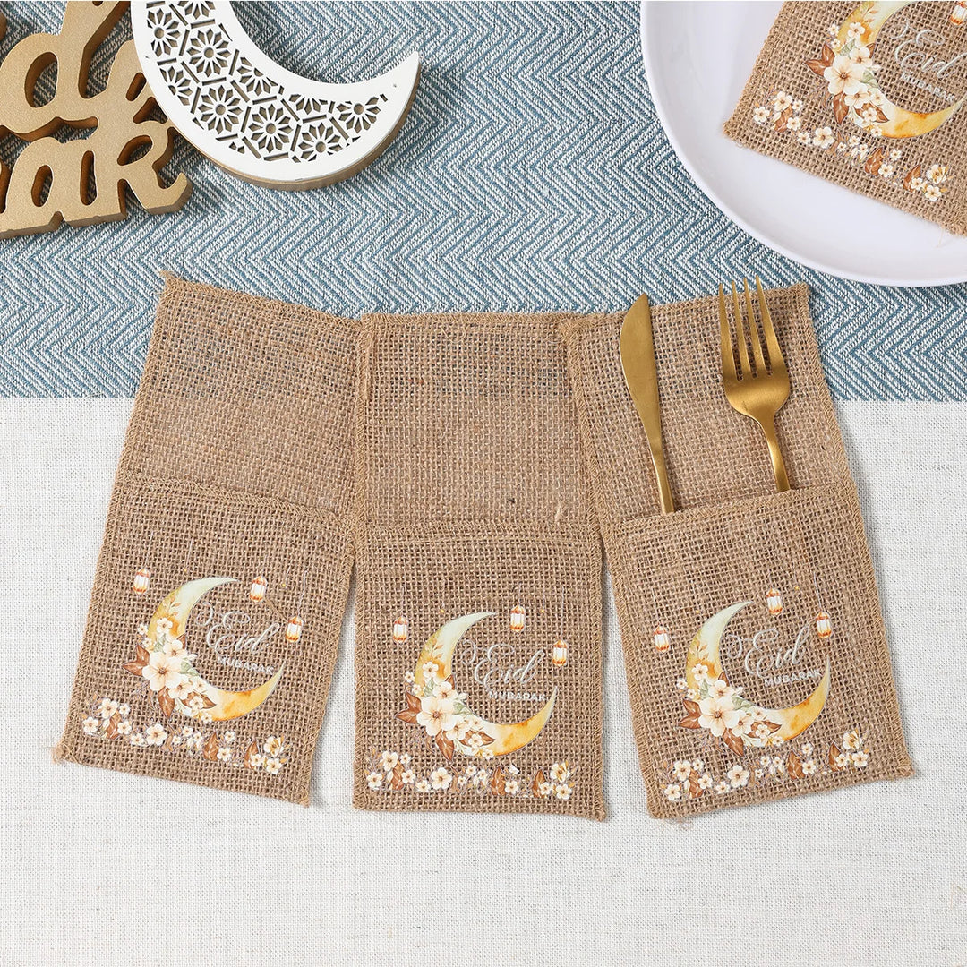 Eid Mubarak Moon Star Knife and Fork Bag