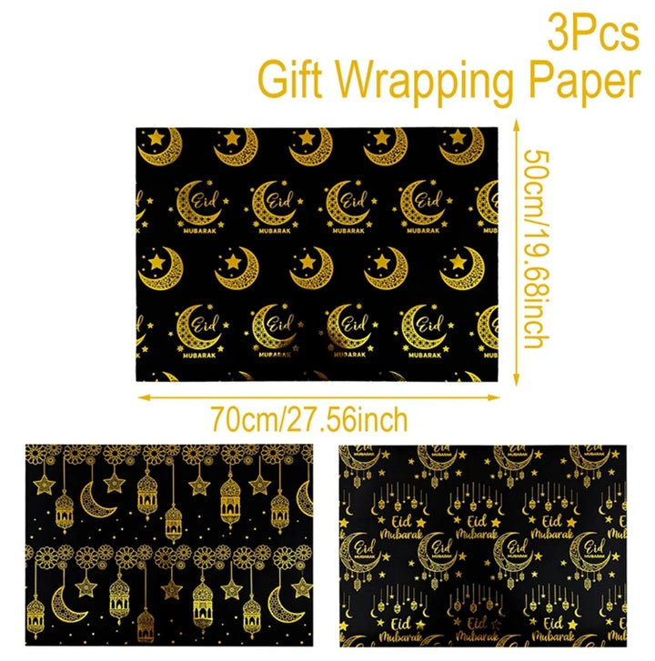 4/8/12pcs Eid Ramadan Mubarak Gift Wrapping Paper