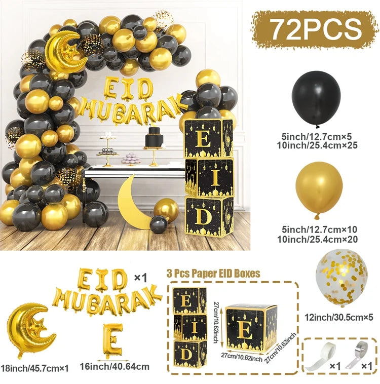 Eid Mubarak Green Gold Balloon
