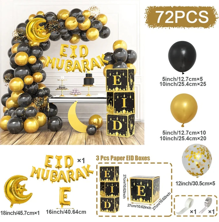 Eid Mubarak Green Gold Balloon