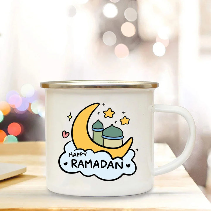 Muslim White Enamel Coffee and Tea Mug