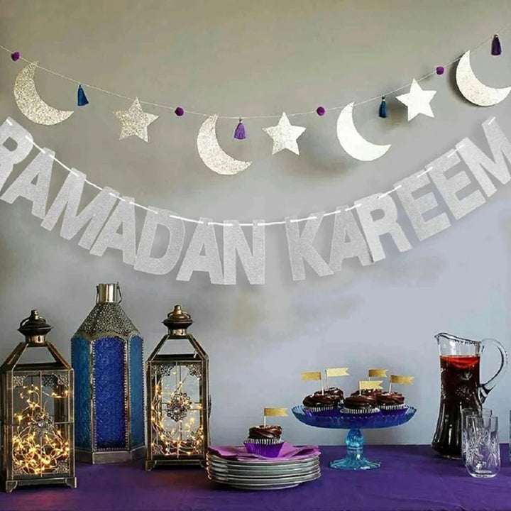 Eid Mubarak Banner Balloon Ramadan Decoration 2025 for Home Ramadan Kareem Banner Islamic Muslim Party Decor Eid Al Adha Gifts