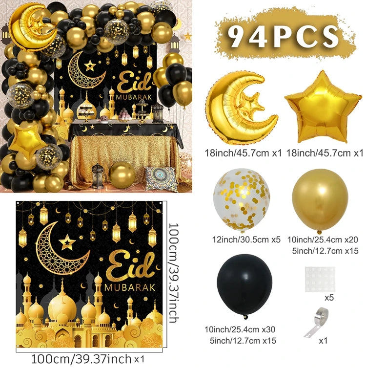 Eid Mubarak Green Gold Balloon