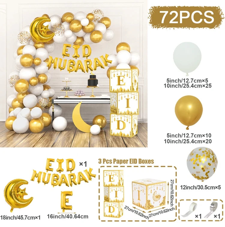 Eid Mubarak Green Gold Balloon