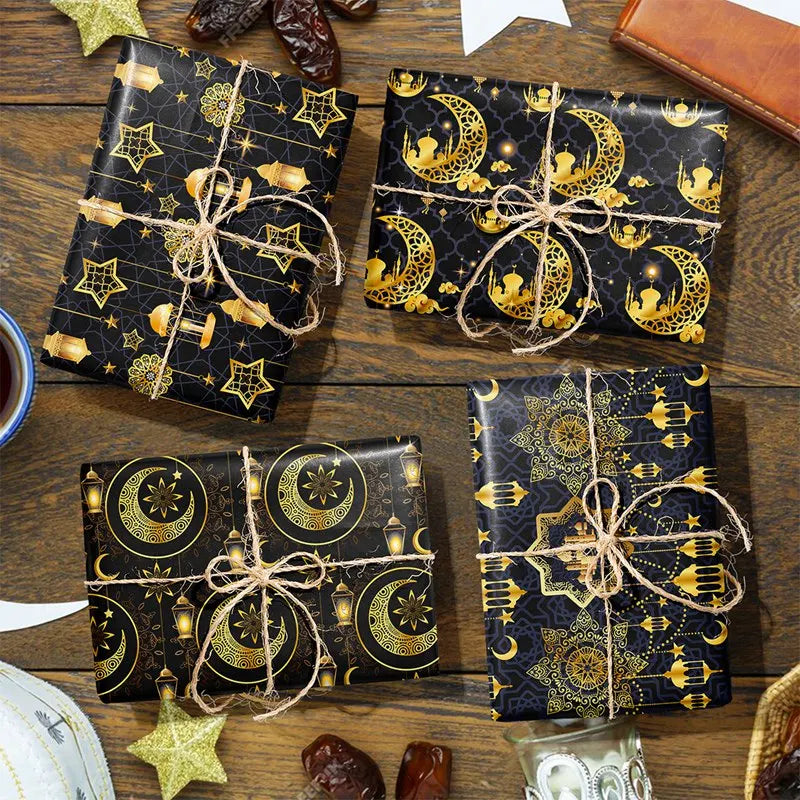 4/8/12pcs Eid Ramadan Mubarak Gift Wrapping Paper