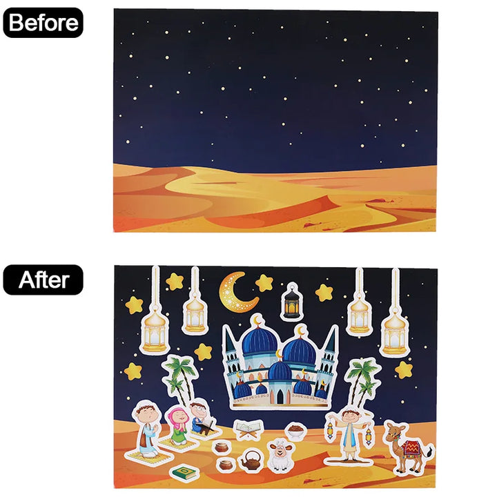 12pcs Eid Mubarak DIY Stickers for Kids
