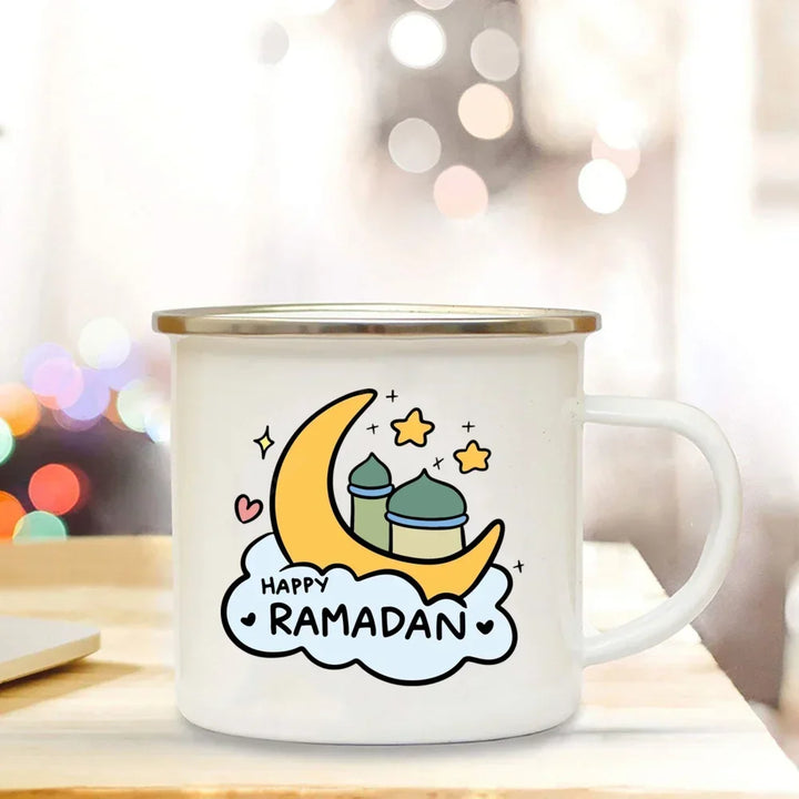 Muslim White Enamel Coffee and Tea Mug