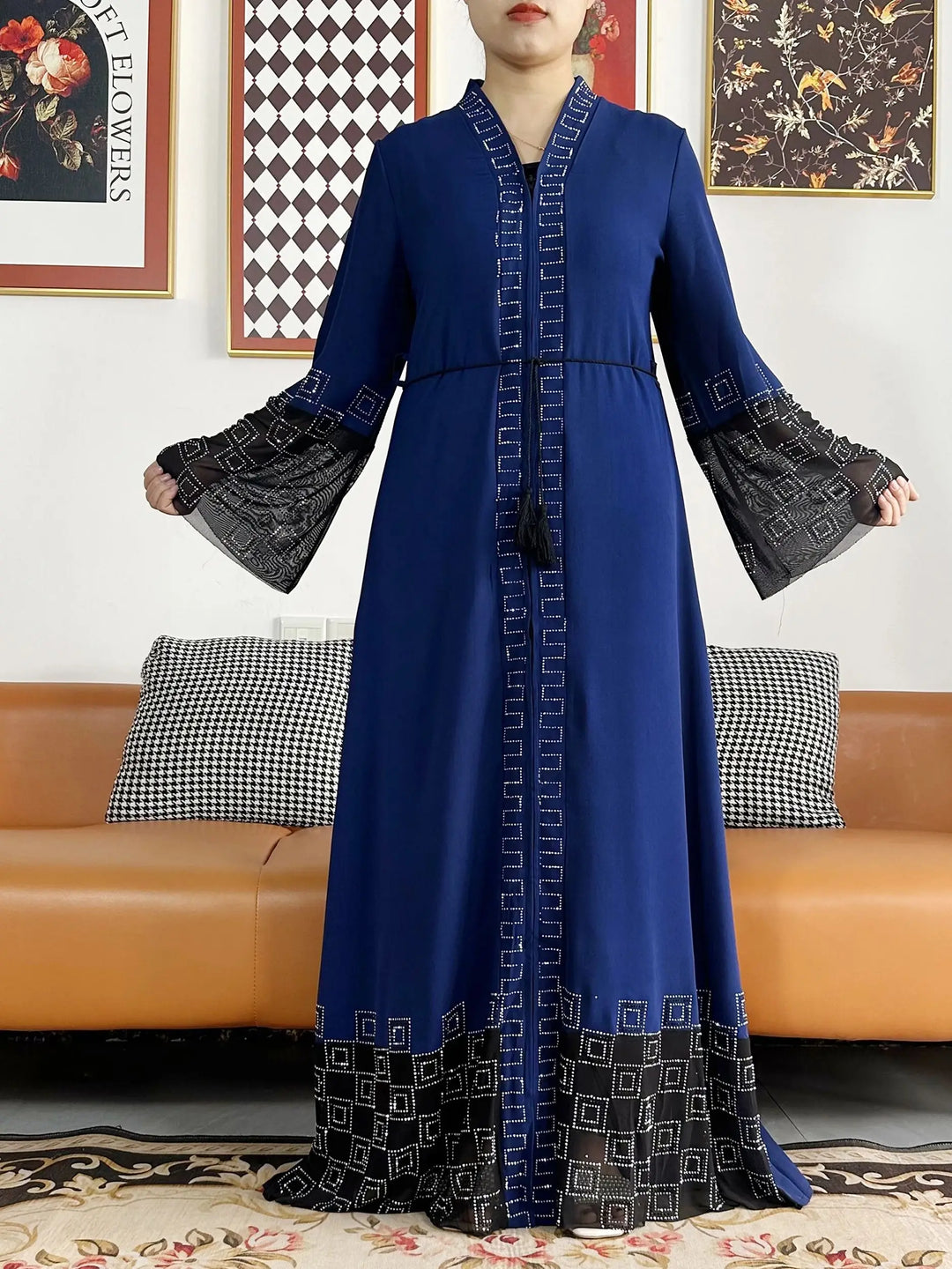 Women Long Sleeve Chiffon Abaya