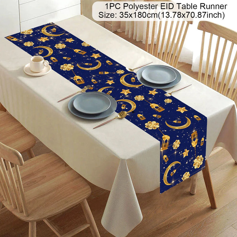 Ramadan Kareem Polyester Table Runner Ramadan Decoration For Home 2025 Islamic Muslim Party Supplies Gift EID Mubarak Al Adha