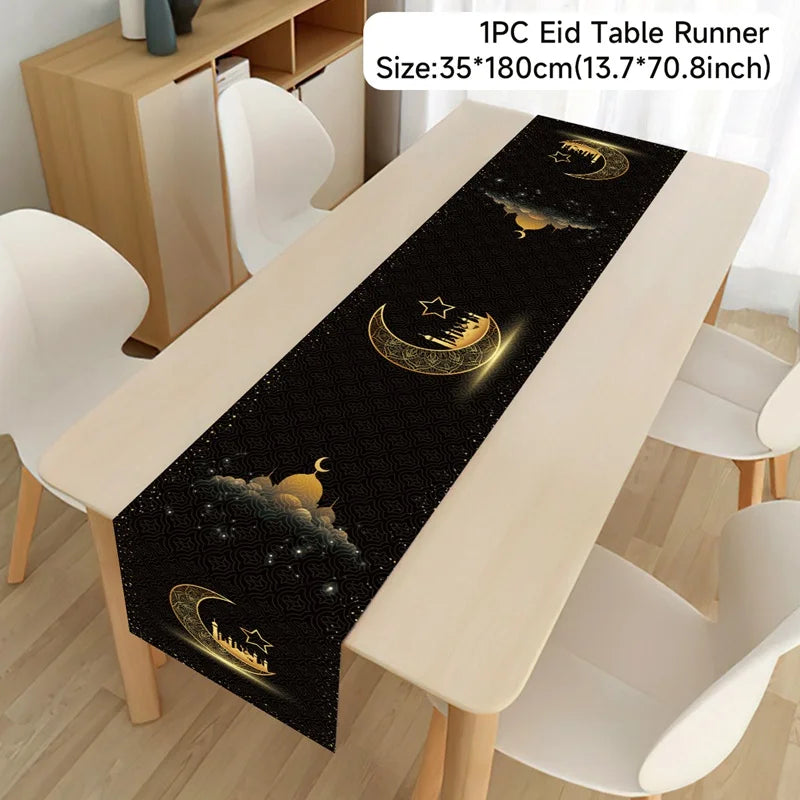 Ramadan Kareem Polyester Table Runner Ramadan Decoration For Home 2025 Islamic Muslim Party Supplies Gift EID Mubarak Al Adha