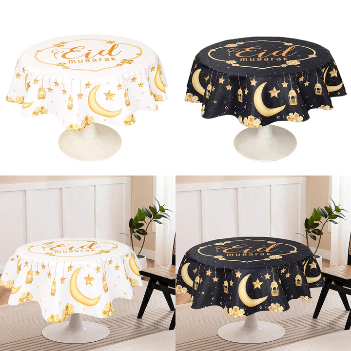 Eid Mubarak Moon Star Round Tablecloth