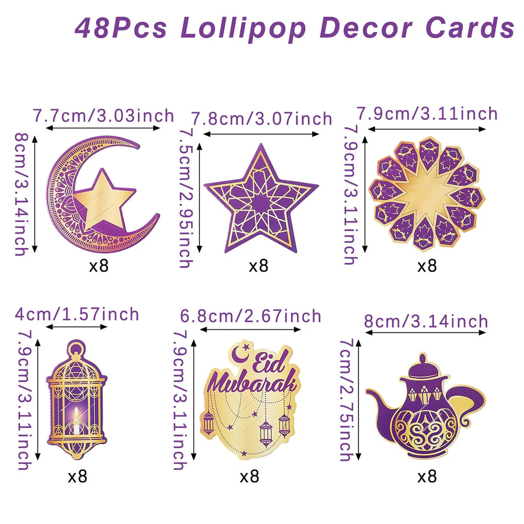 Eid Mubarak Lollipop Décor Cards