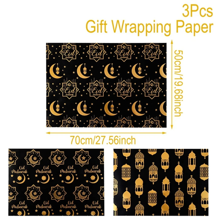 4/8/12pcs Eid Ramadan Mubarak Gift Wrapping Paper
