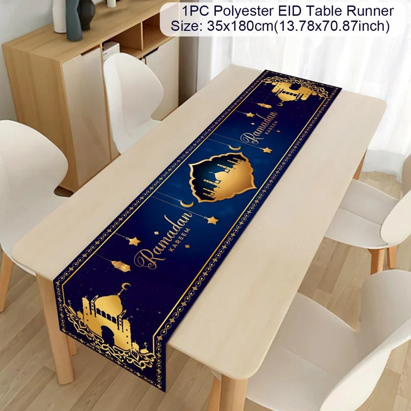 Ramadan Kareem Polyester Table Runner Ramadan Decoration For Home 2025 Islamic Muslim Party Supplies Gift EID Mubarak Al Adha