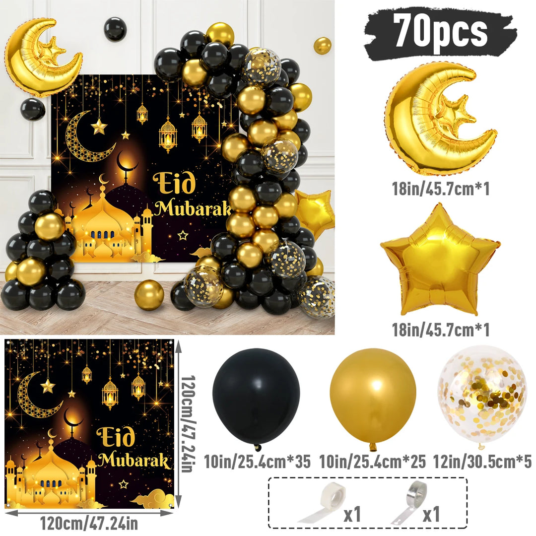 Eid Mubarak Green Gold Balloon