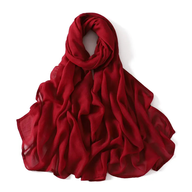 Women Big Size Plain Solid Cotton Rayon Hijab