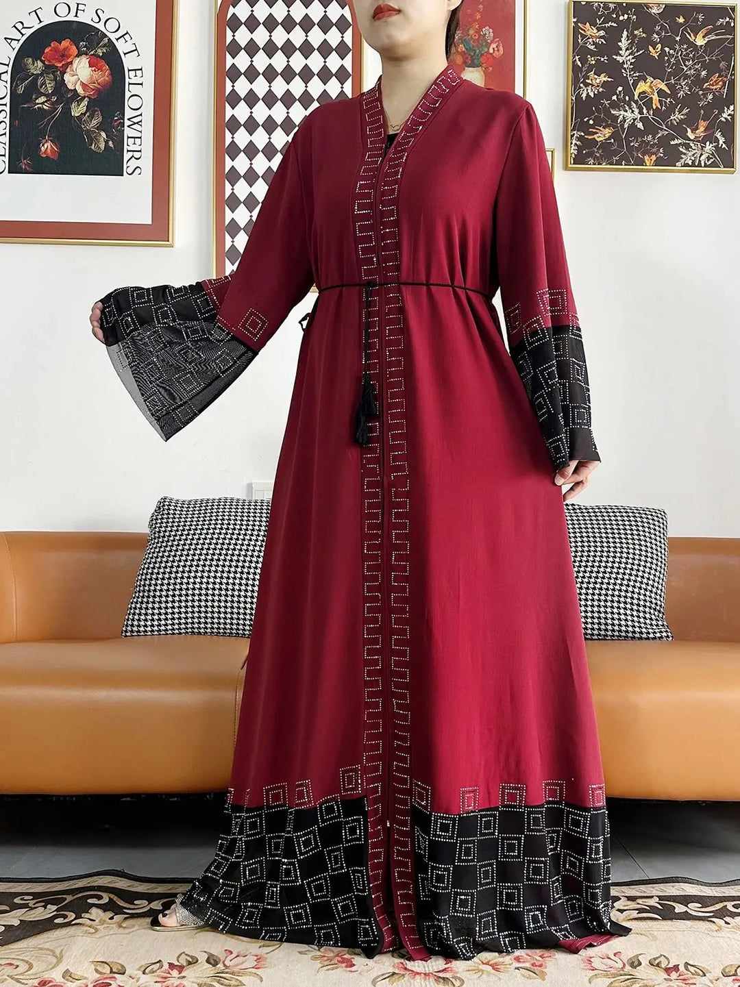 Women Long Sleeve Chiffon Abaya