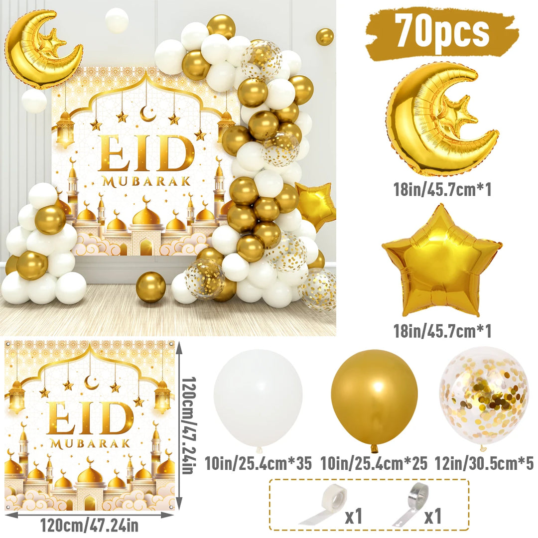 Eid Mubarak Green Gold Balloon
