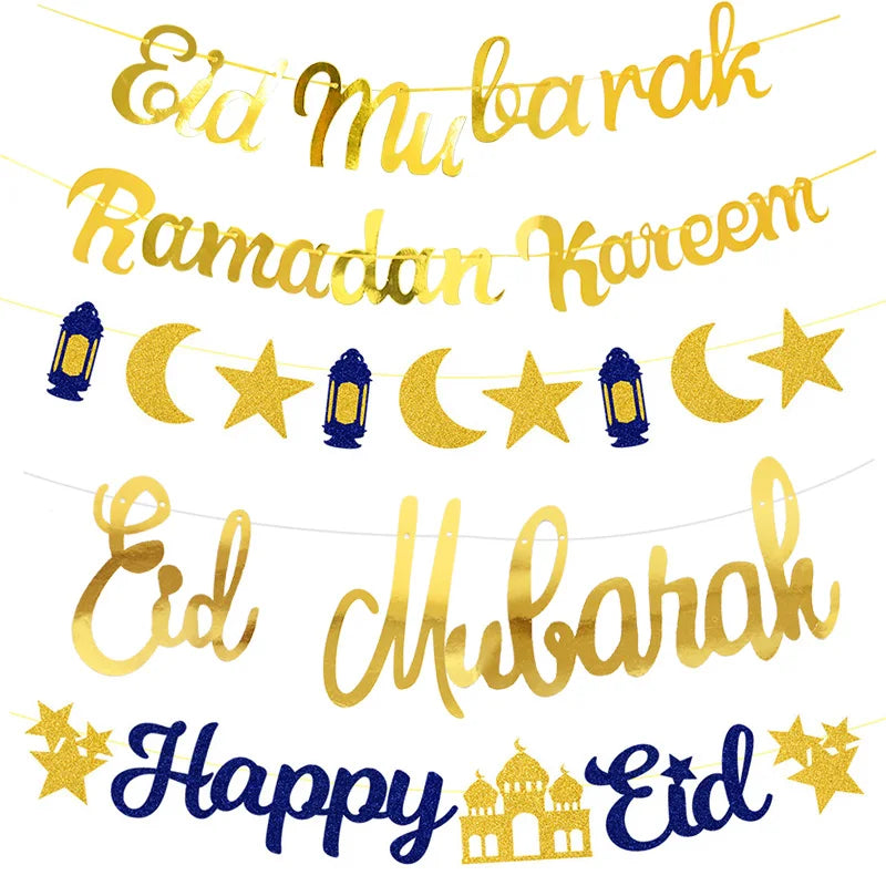 EID Mubarak Banner Glitter Star