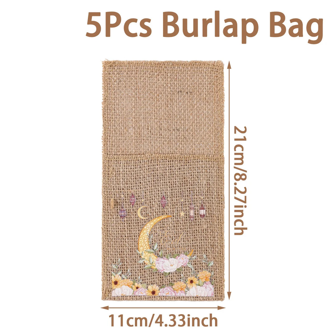 Eid Mubarak Moon Star Knife and Fork Bag