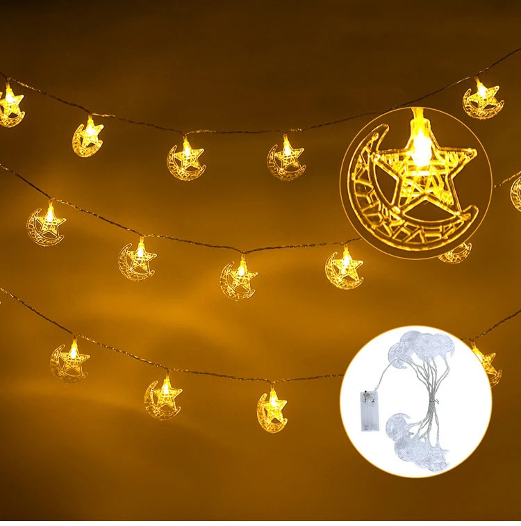 Moon Star Eid Mubarak String Light 2025 Ramadan Decoration For Home