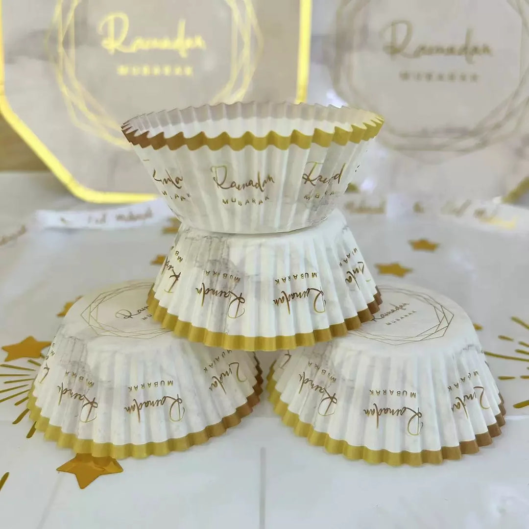 50pcs/set Eid Mubarak Cupcake Paper