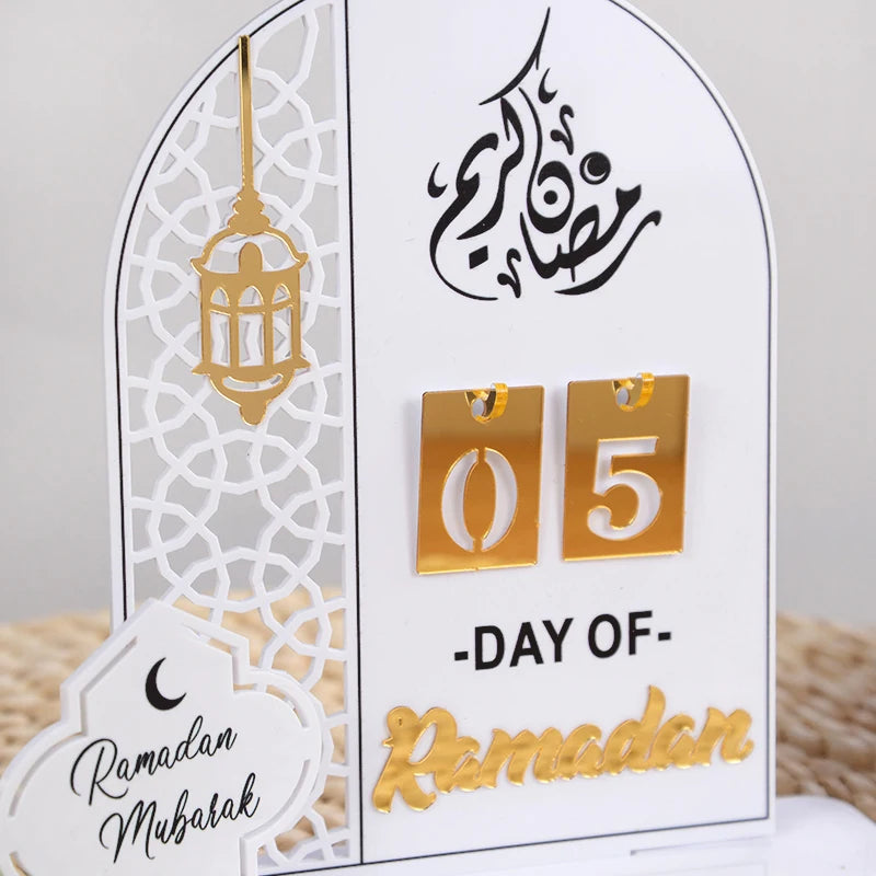 Acrylic Ramadan Countdown Calendar Gifts Day of Ramadan Calendar with Replacing Number 2025 Eid Mubarak Home Decoration Ornament