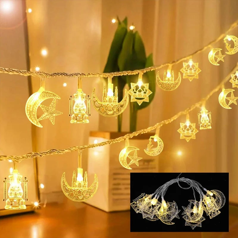 Moon Star Eid Mubarak String Light 2025 Ramadan Decoration For Home