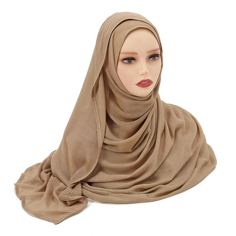 Muslim Modal Hijab Rayon Cotton Shawls For Women Plain Scarf Big Size Headscarf Islamic Turban Headband 190*85cm