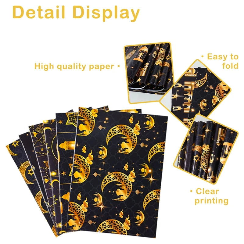 4/8/12pcs Eid Ramadan Mubarak Gift Wrapping Paper