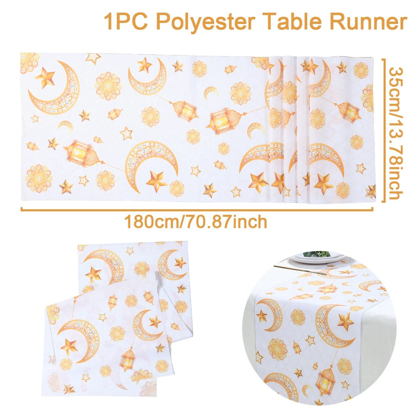 Ramadan Kareem Polyester Table Runner Ramadan Decoration For Home 2025 Islamic Muslim Party Supplies Gift EID Mubarak Al Adha