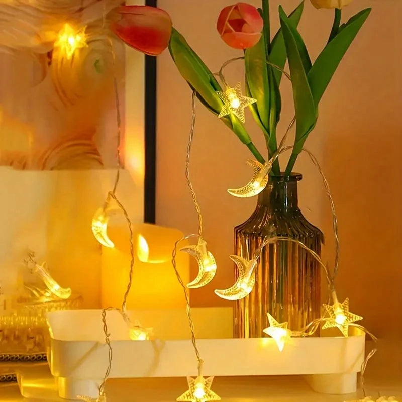 Moon Star Eid Mubarak String Light 2025 Ramadan Decoration For Home