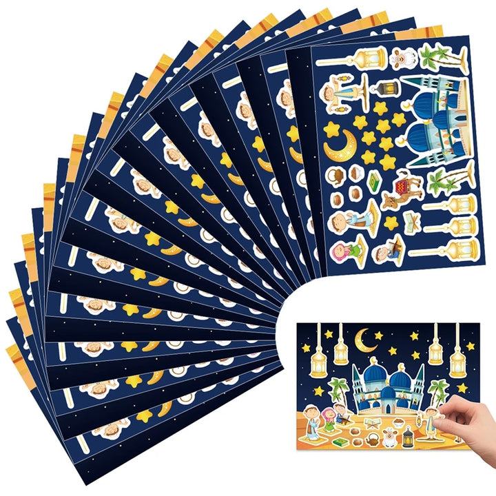 12pcs Eid Mubarak DIY Stickers for Kids