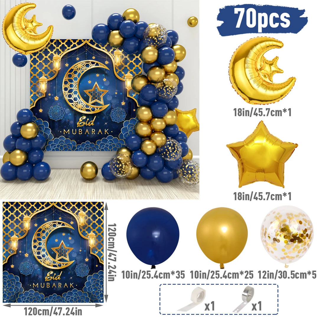 Eid Mubarak Green Gold Balloon