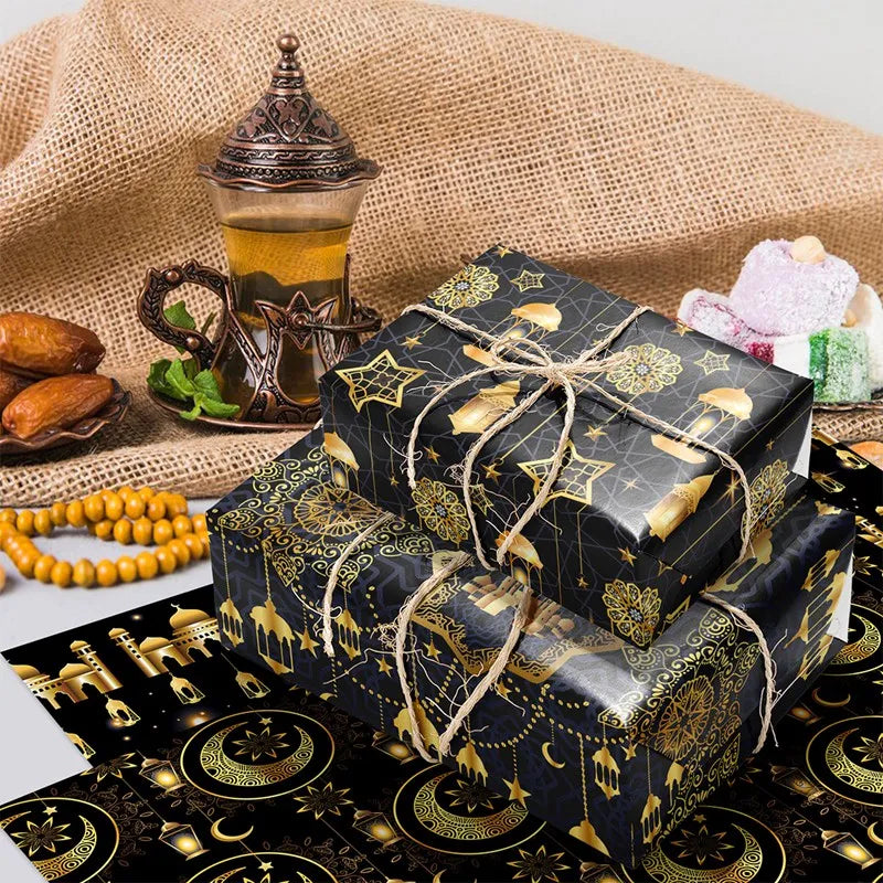 4/8/12pcs Eid Ramadan Mubarak Gift Wrapping Paper