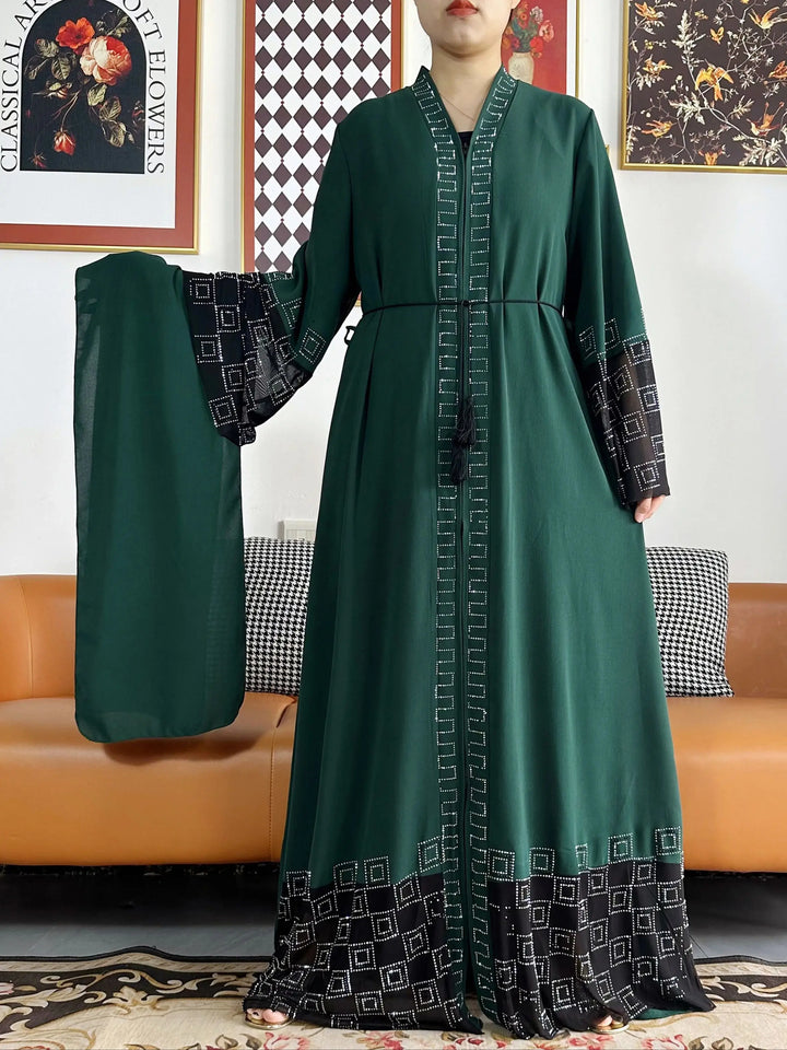Women Long Sleeve Chiffon Abaya