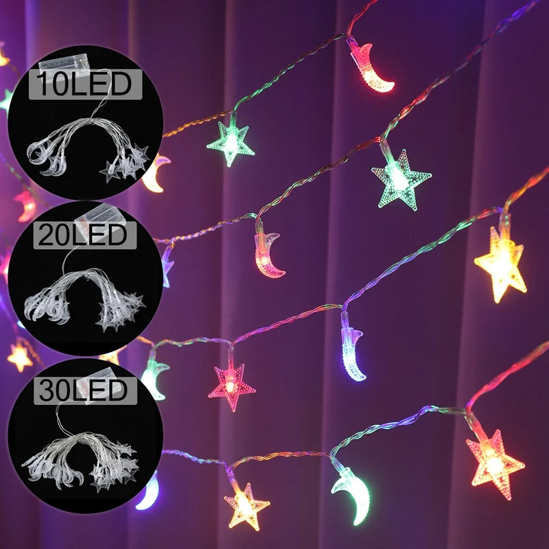 Moon Star Eid Mubarak String Light 2025 Ramadan Decoration For Home