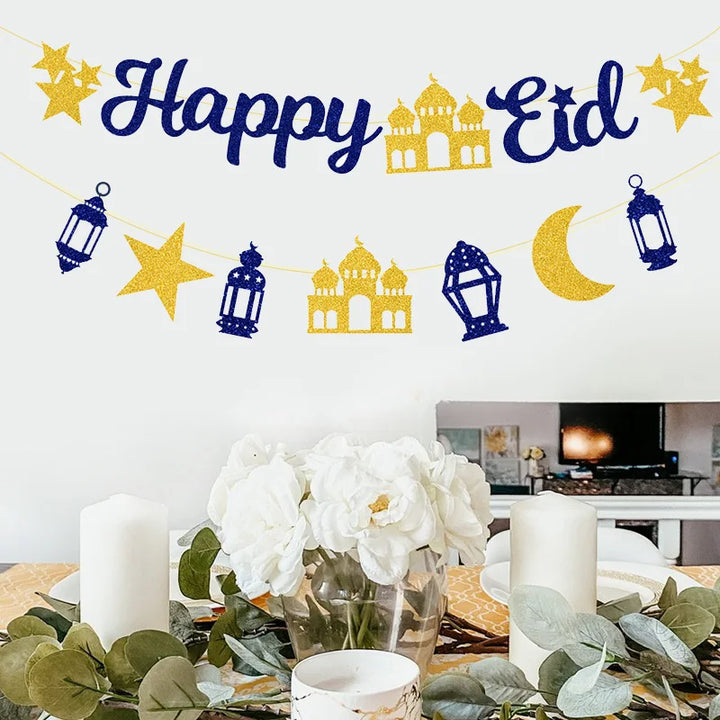 EID Mubarak Banner Glitter Star