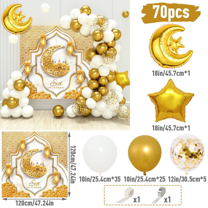 Eid Mubarak Green Gold Balloon
